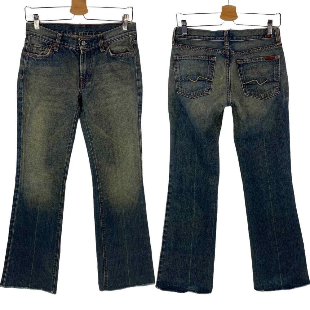 7 For All Mankind Womens Jeans Size 27x29 Blue Low Rise Raw Hem by Jerome Dahan